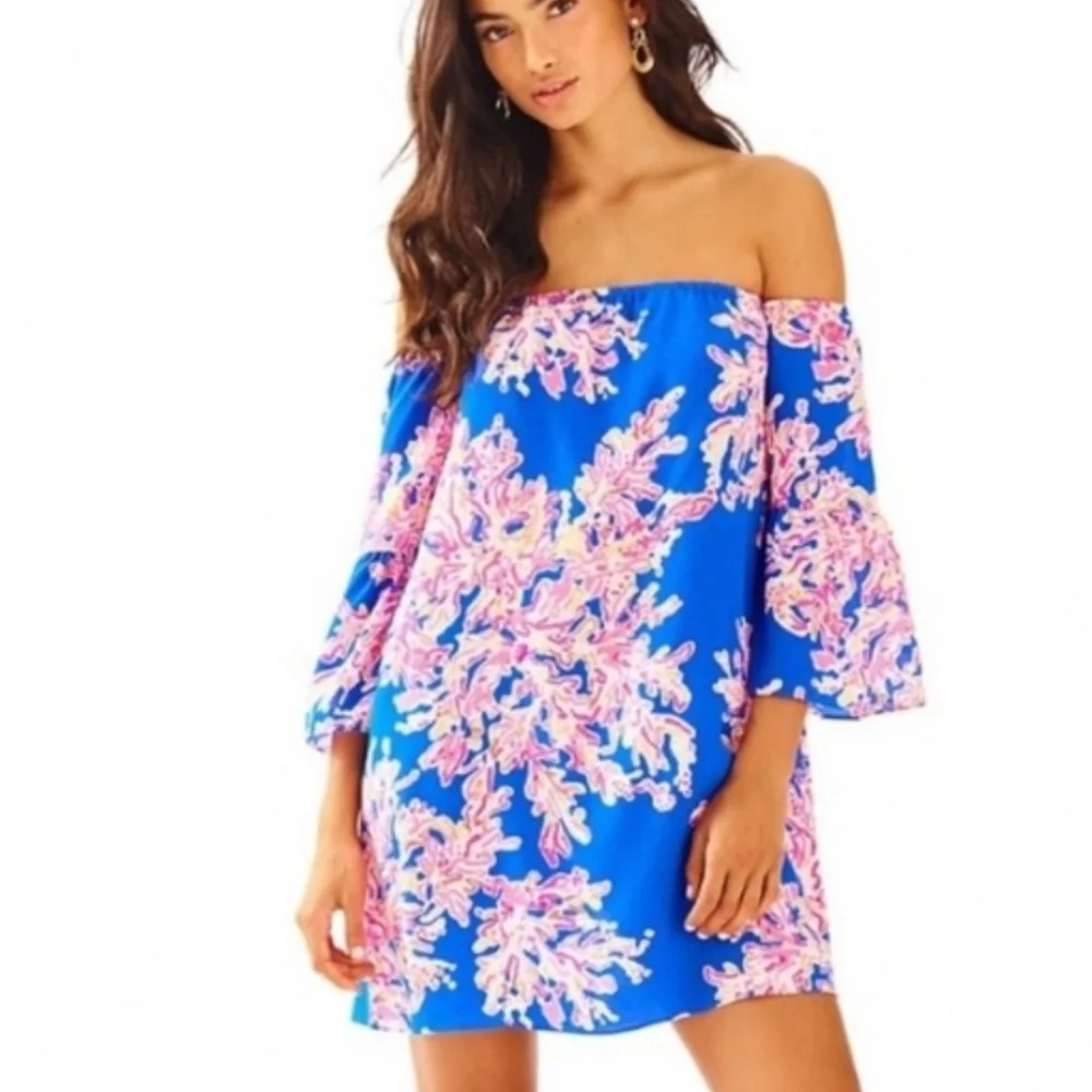 lilly pulitzer sanilla silk dress EUC Lilly Pulitzer Sanilla Silk Dress Navy Blue Size Medium